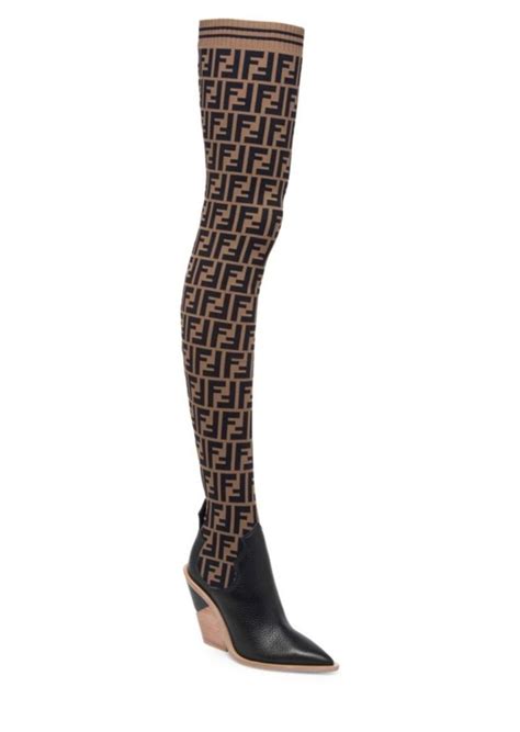 fendi black crocodile boots|fendi thigh high sock boots.